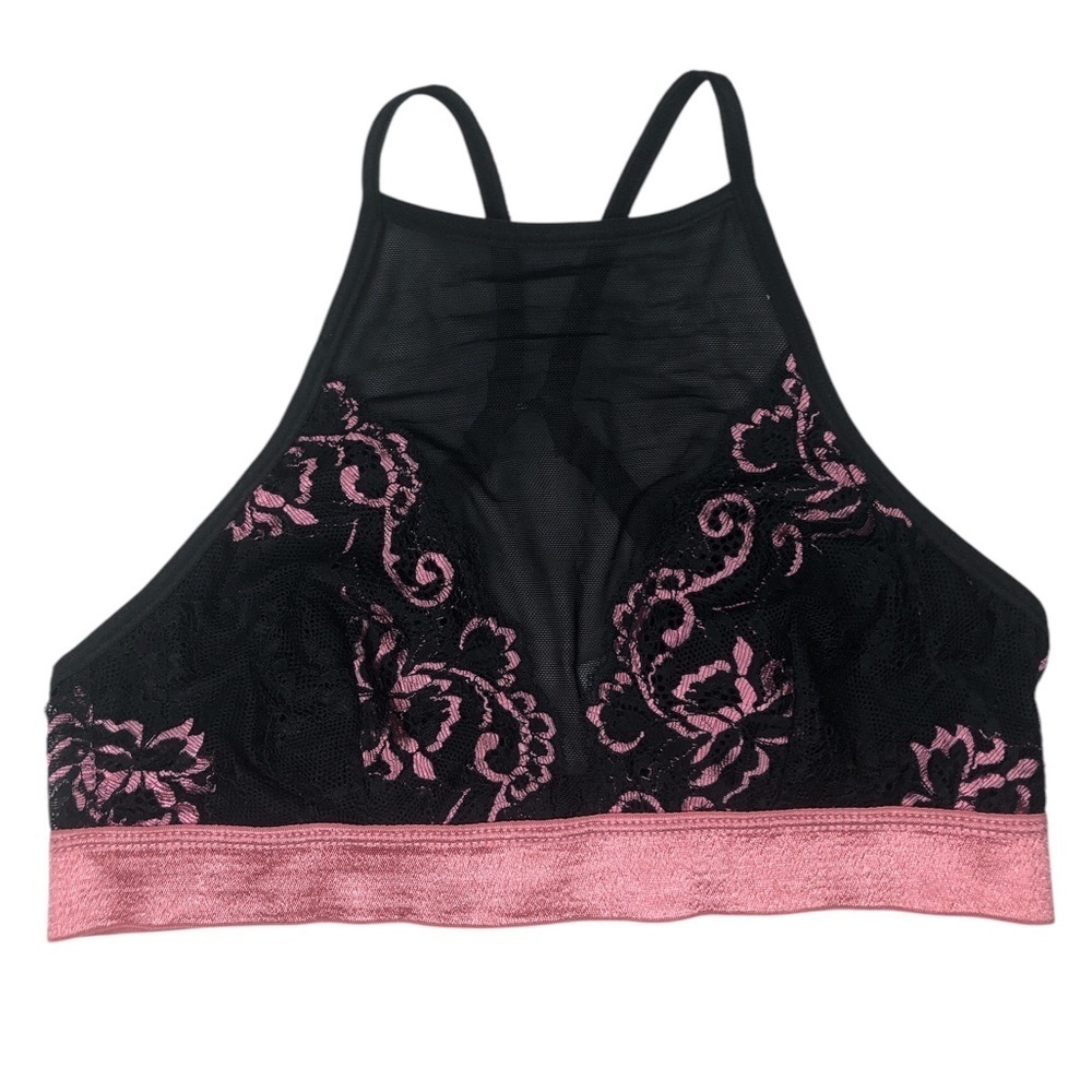 NWT Tilly’s Black & Mauve Lace Halter Bralette